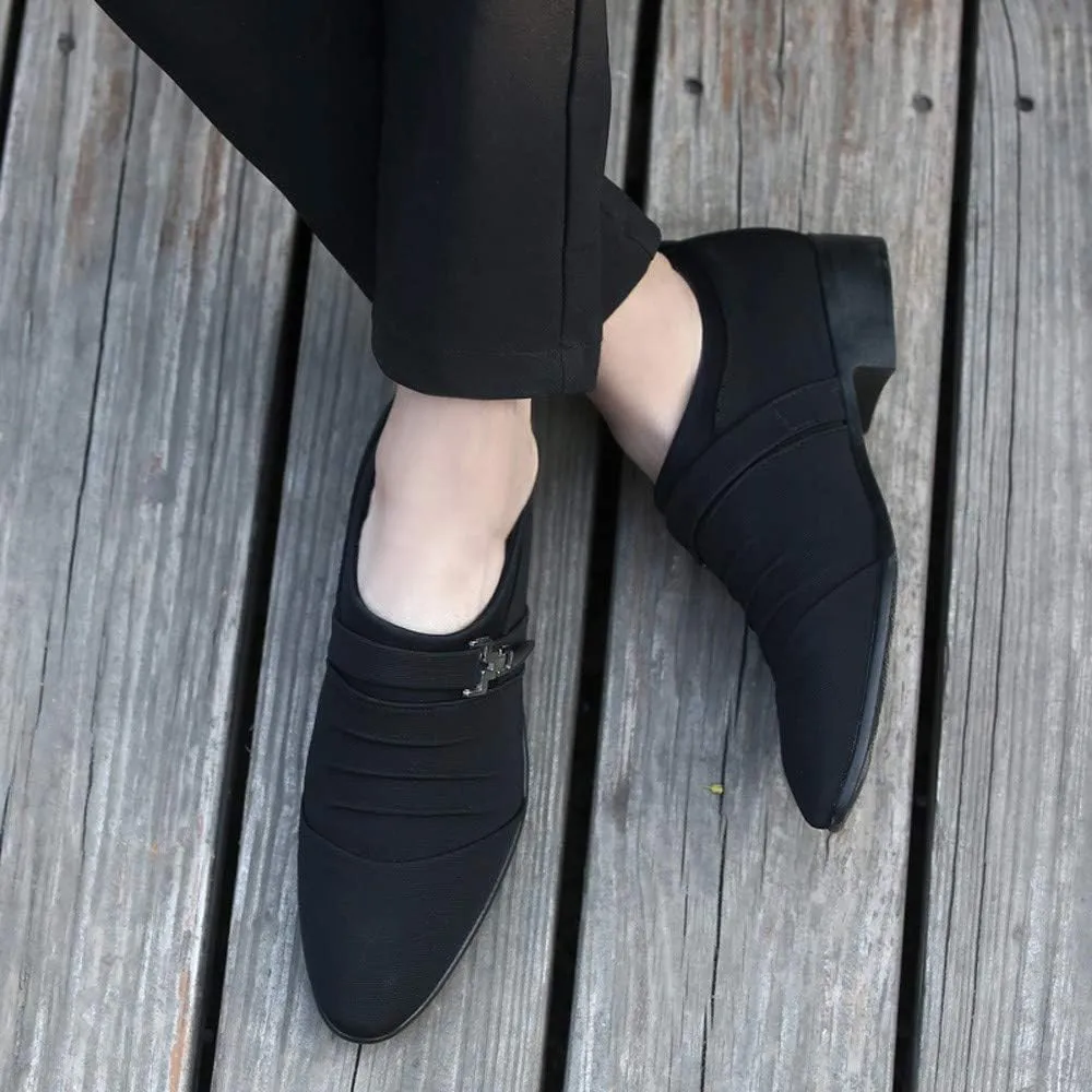 Men Casual Shoes Pointed Toe Formal Shoes Canvas Fashion Business Slip on Skate