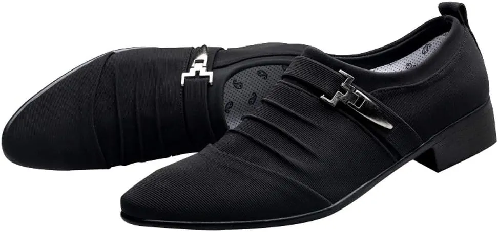 Men Casual Shoes Pointed Toe Formal Shoes Canvas Fashion Business Slip on Skate