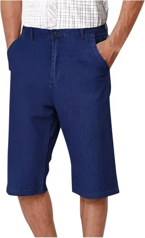 Men Jeans Capri Pants High Waist Fashion Solid Color Plus Size Slim Stretch Straight-Leg Versatile Denim Shorts