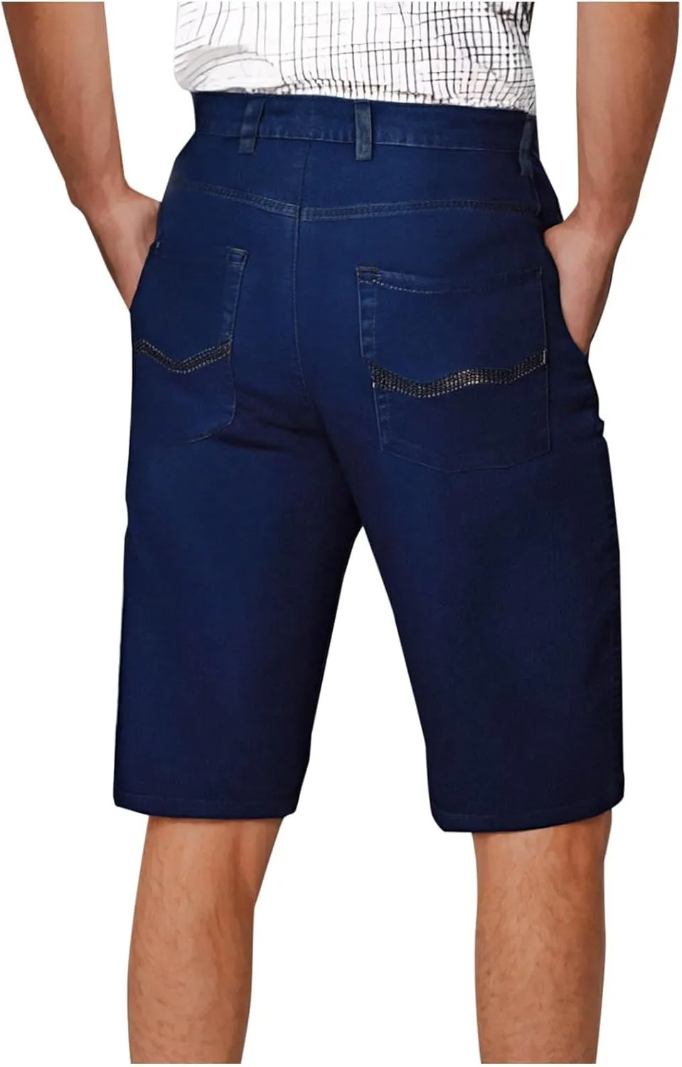 Men Jeans Capri Pants High Waist Fashion Solid Color Plus Size Slim Stretch Straight-Leg Versatile Denim Shorts