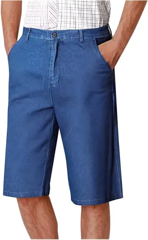 Men Jeans Capri Pants High Waist Fashion Solid Color Plus Size Slim Stretch Straight-Leg Versatile Denim Shorts
