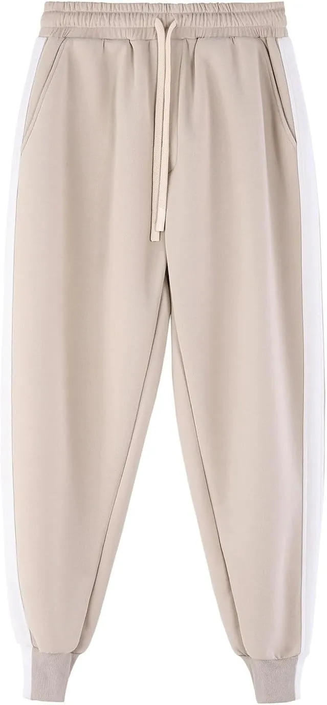Mens Autumn and Winter Trend Versatile Tapered Pants Fashion High Waisted Solid Color Pants Drawstring Casual Loose Fit Pant