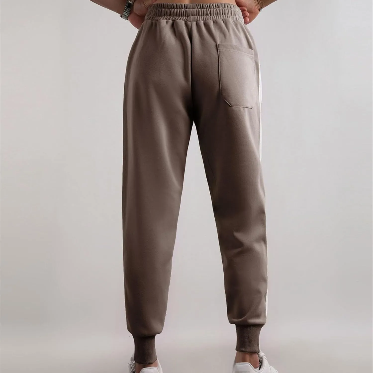 Mens Autumn and Winter Trend Versatile Tapered Pants Fashion High Waisted Solid Color Pants Drawstring Casual Loose Fit Pant