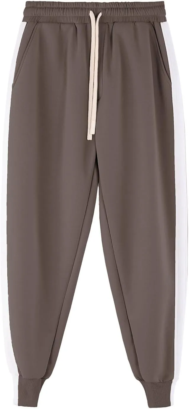 Mens Autumn and Winter Trend Versatile Tapered Pants Fashion High Waisted Solid Color Pants Drawstring Casual Loose Fit Pant