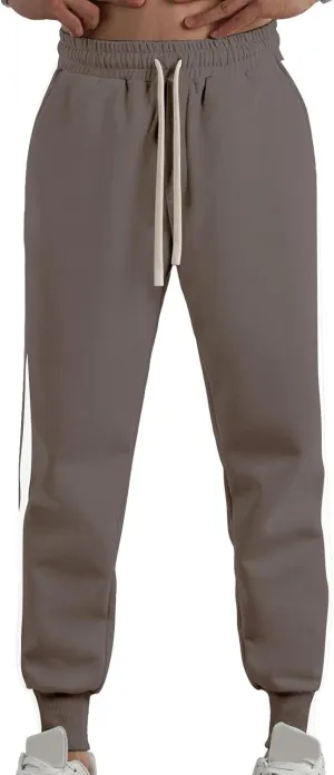 Mens Autumn and Winter Trend Versatile Tapered Pants Fashion High Waisted Solid Color Pants Drawstring Casual Loose Fit Pant