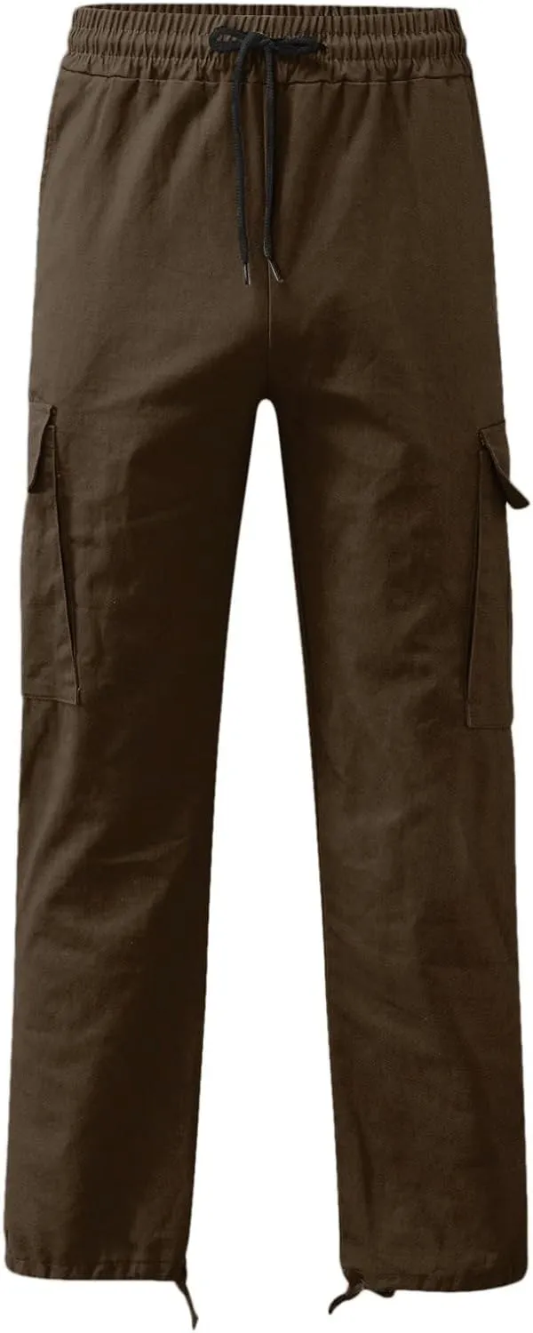 Mens Cargo Pants Relaxed Fit Big and Tall Casual Cotton Jogger Multi Pockets Outdoor Hiking Work Sweatpants