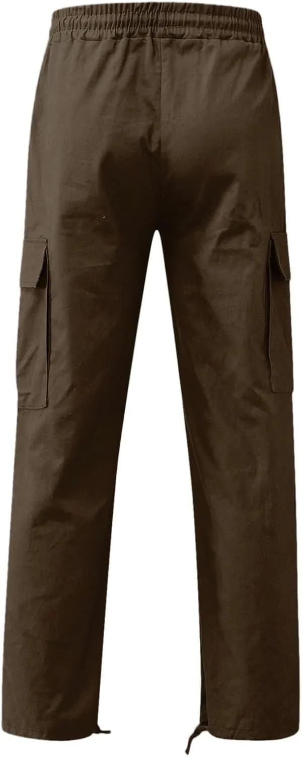 Mens Cargo Pants Relaxed Fit Big and Tall Casual Cotton Jogger Multi Pockets Outdoor Hiking Work Sweatpants