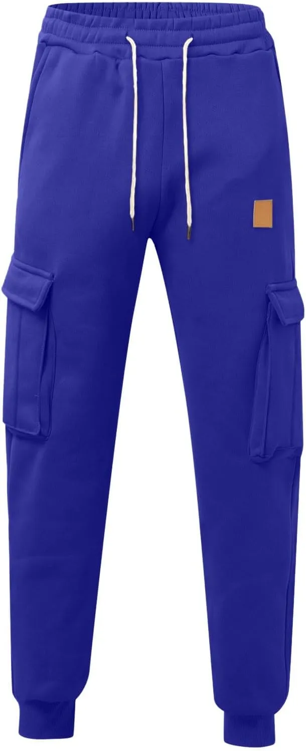 Mens Casual Jogger Pants, Relaxed Fit Cargo Pants, Casual Solid Drawstring Sweatpants Hiking Outdoor Twill Sport Pants