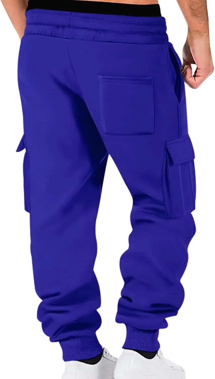 Mens Casual Jogger Pants, Relaxed Fit Cargo Pants, Casual Solid Drawstring Sweatpants Hiking Outdoor Twill Sport Pants
