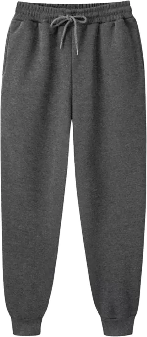 Men's Cotton Sweatpants Drawstring Elastic Waist Wide Leg Pant Regular Fit Pants Outdoor Hiking Trousers
