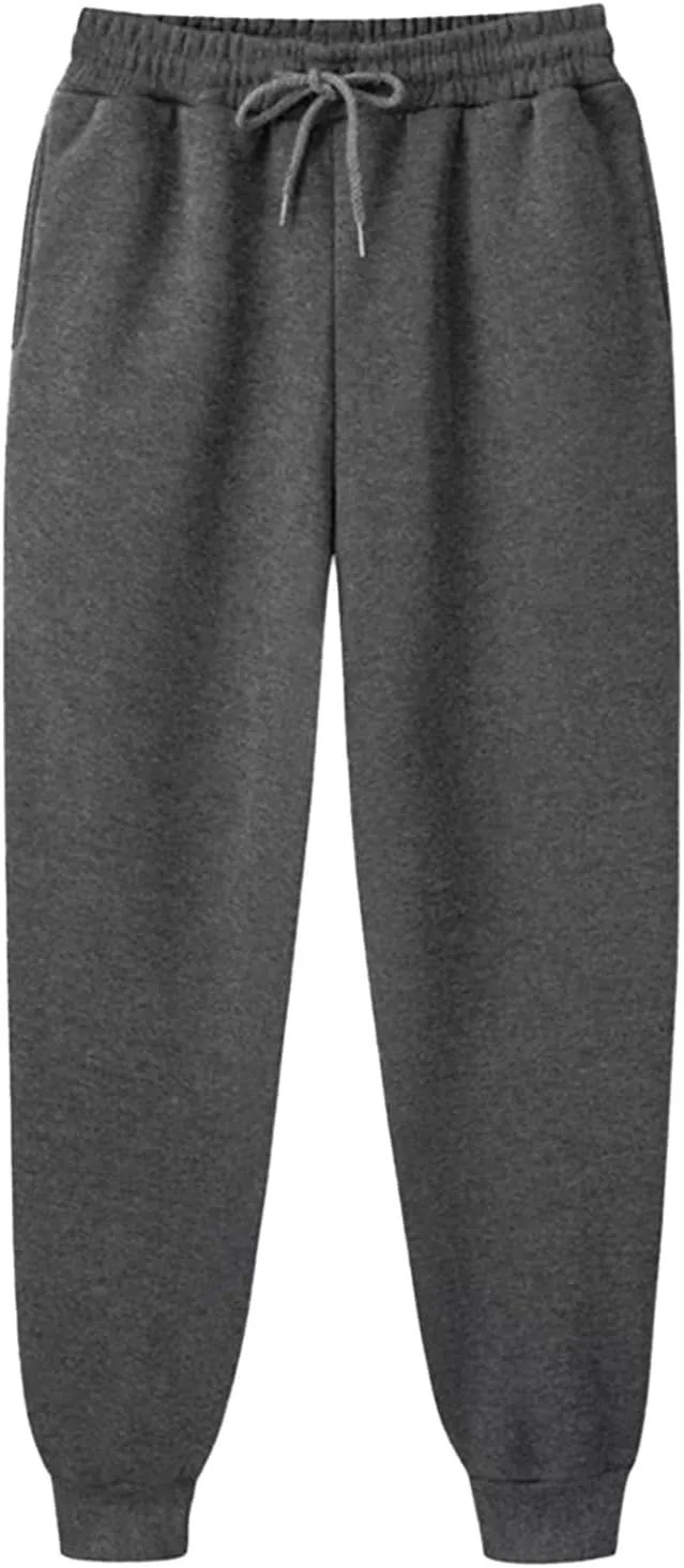 Men's Cotton Sweatpants Drawstring Elastic Waist Wide Leg Pant Regular Fit Pants Outdoor Hiking Trousers