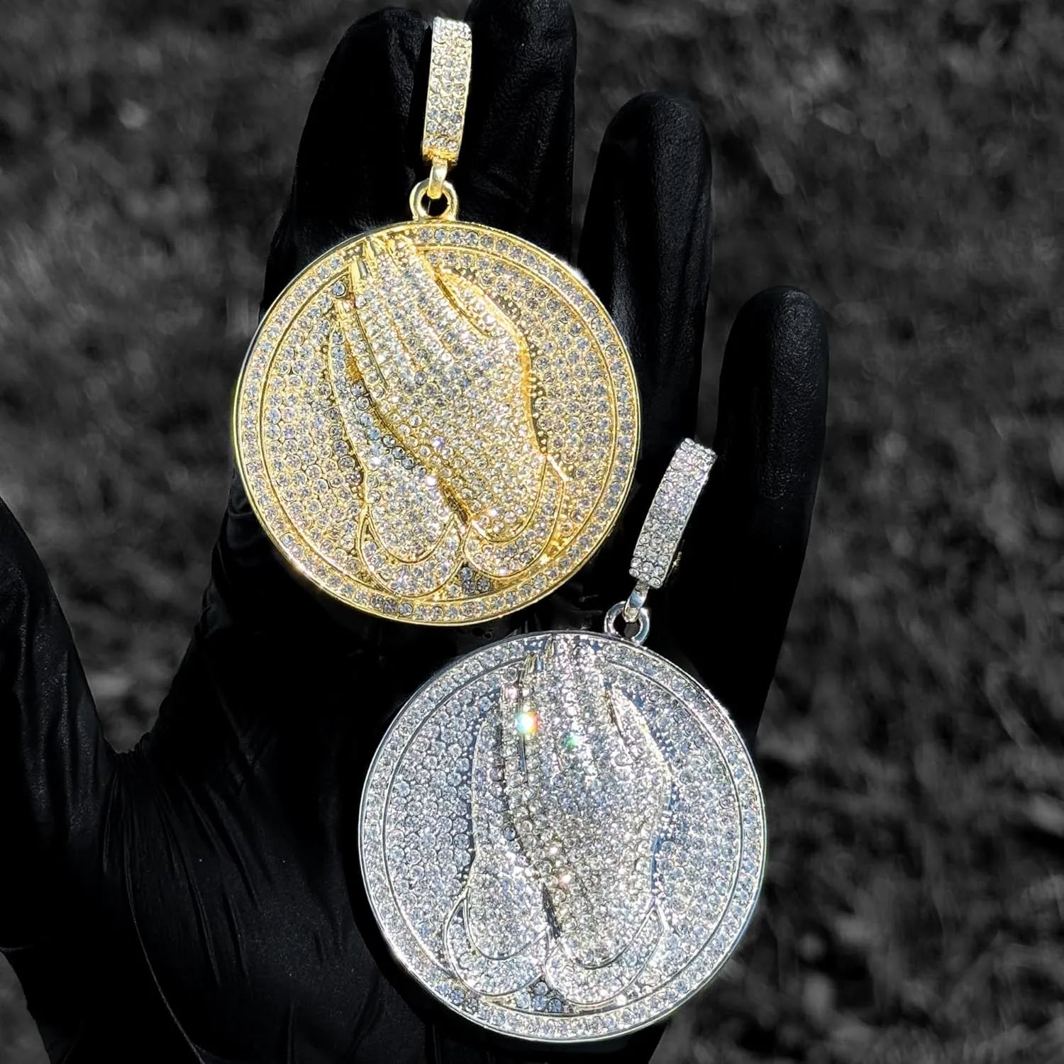 Men's Iced-Out Large Medallion Pendant with 5mm Rope Chain  Luxury Hip-Hop Necklace