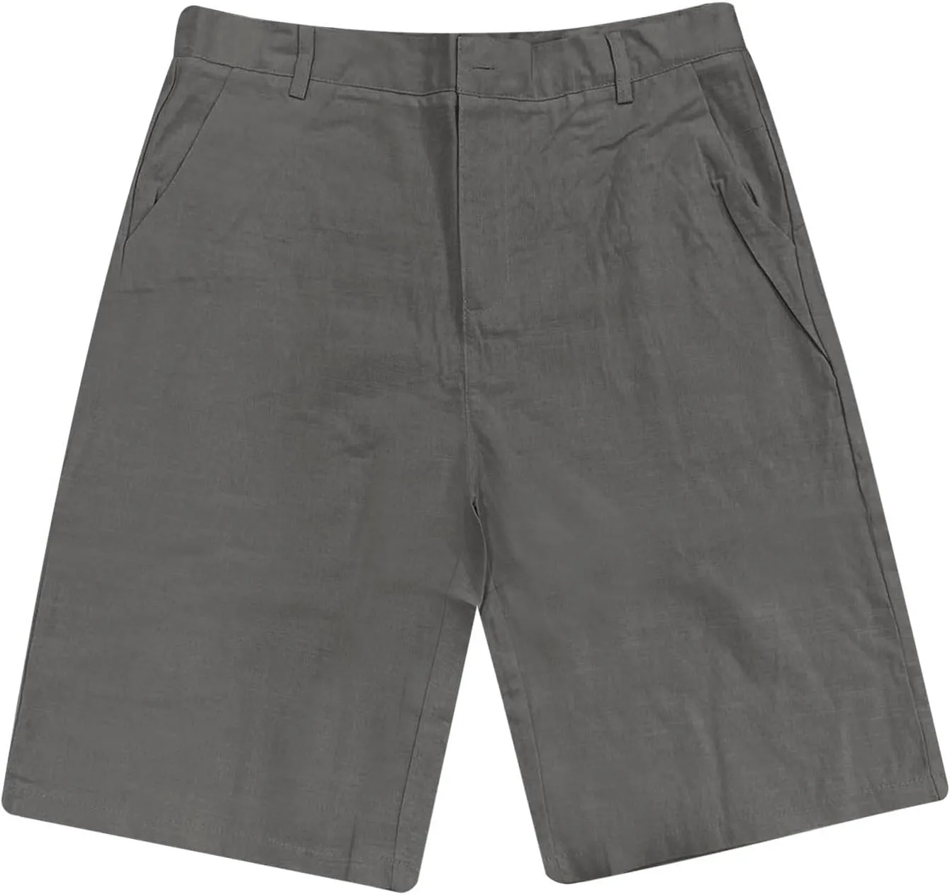 Mens Linen Cotton Shorts Casual Elastic Waist Drawstring Lightweight Summer Beach Shorts with Pockets