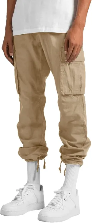 Mens Pants Casual Relaxed Fit Joggers Hiking Drawstring Chino Cargo Pants Straight Leg Pants Winter Workout Sweatpants