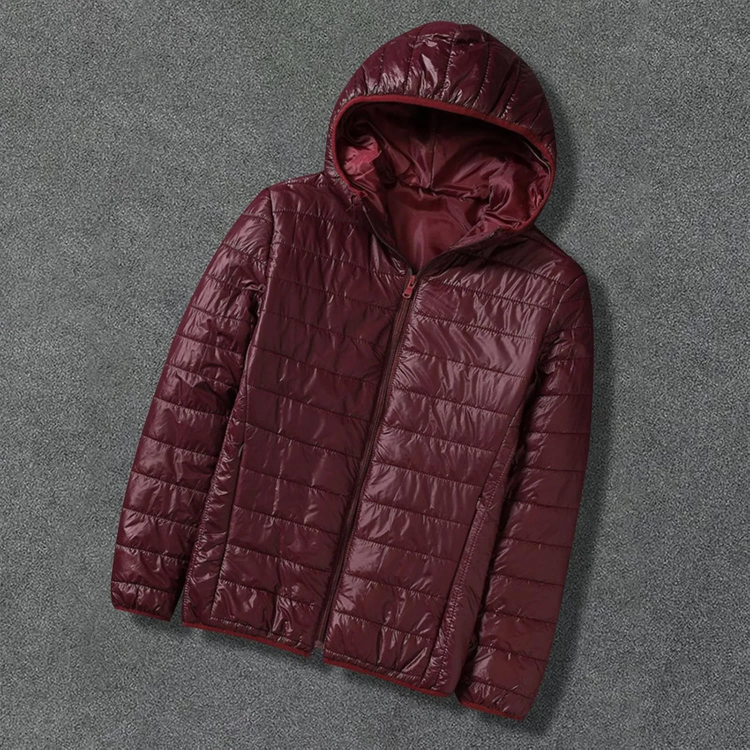 Men's Puffer Jacket Lightweight Packable Down Coat Hooded Quilted Jacket Padded Insulated Coat Thermal Outwear