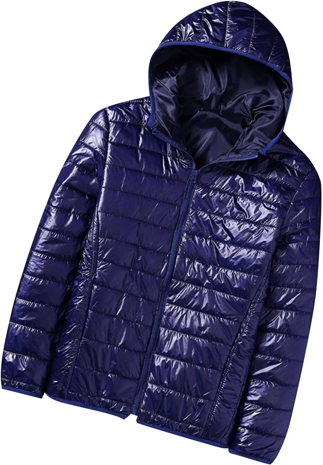 Men's Puffer Jacket Lightweight Packable Down Coat Hooded Quilted Jacket Padded Insulated Coat Thermal Outwear