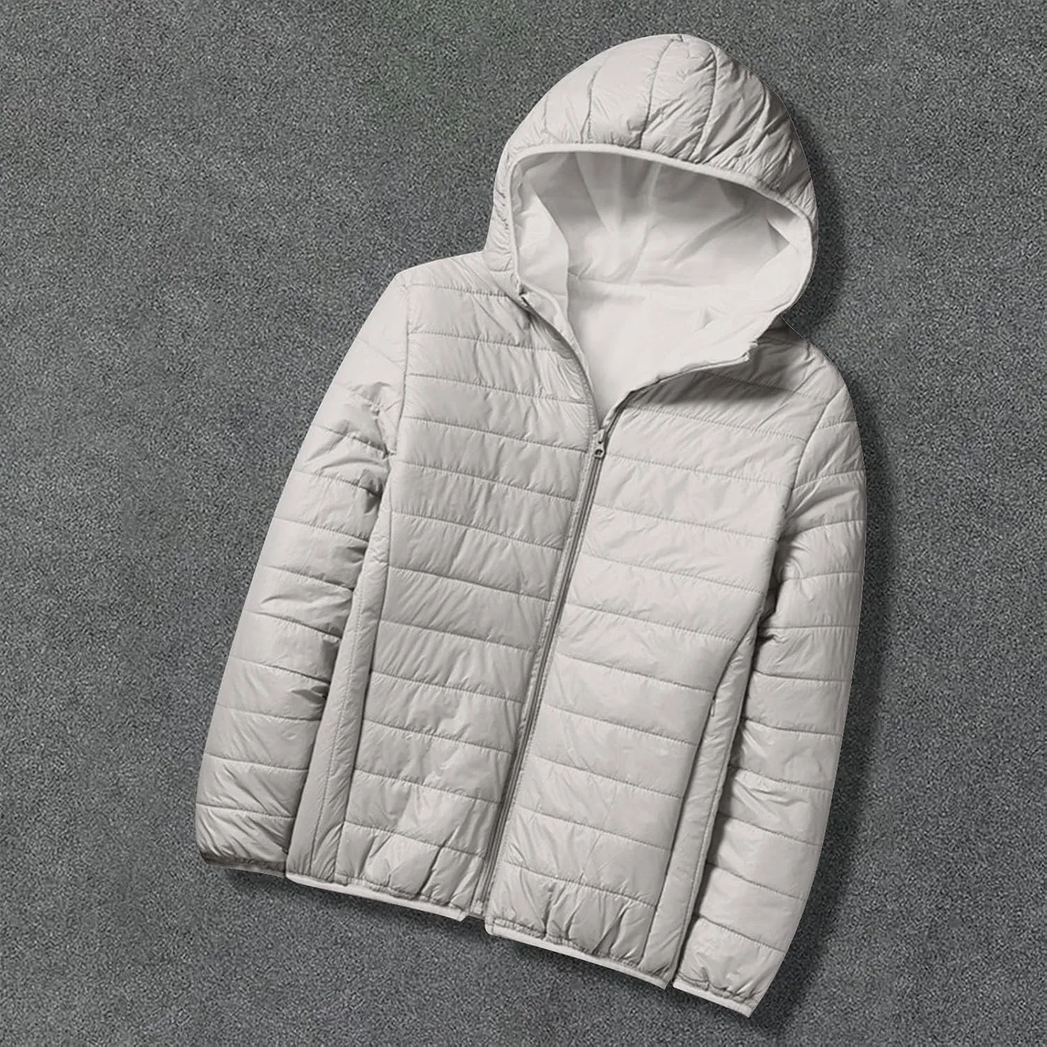 Men's Puffer Jacket Lightweight Packable Down Coat Hooded Quilted Jacket Padded Insulated Coat Thermal Outwear