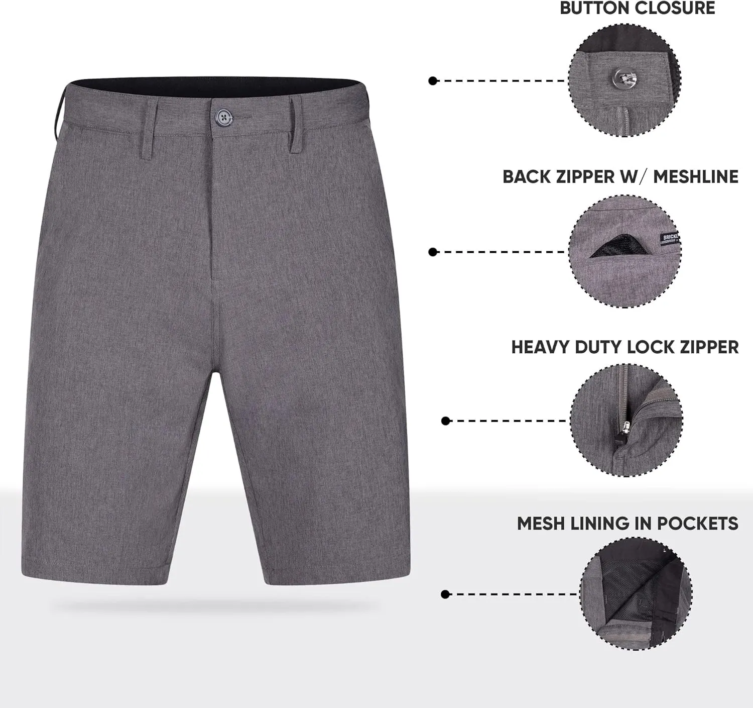 Mens Shorts for Men, Hybrid Casual Golf Dress Flat Front Quick Dry Stretch Board Shorts, Lightweight Chino Short