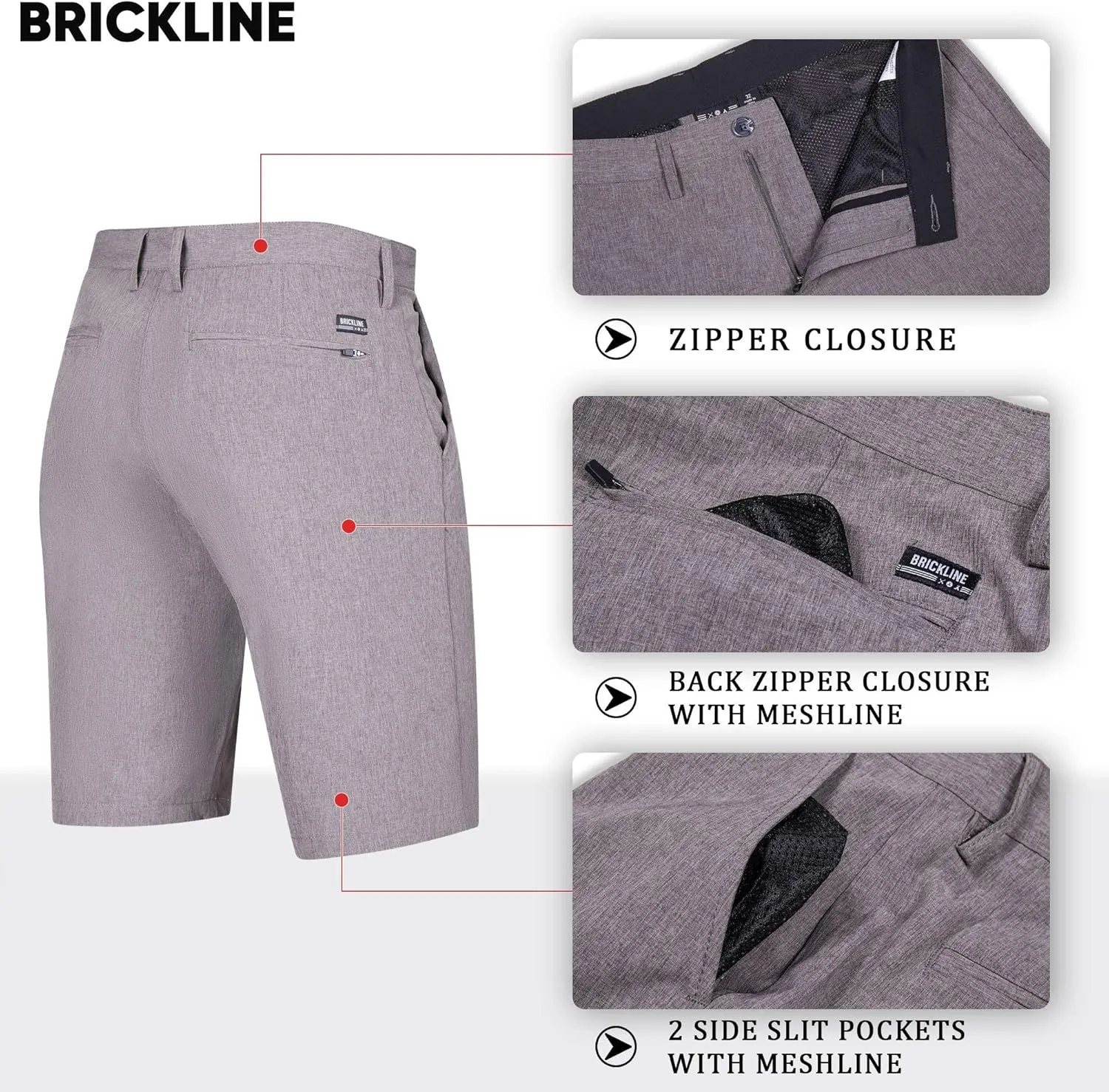 Mens Shorts for Men, Hybrid Casual Golf Dress Flat Front Quick Dry Stretch Board Shorts, Lightweight Chino Short