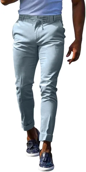 Mens Slim Fit Leisure Pants Mid Waist Soldi Color Straight Fall Fashion Hipster Trouser Dressy Casual Outdoor Versatile Pants