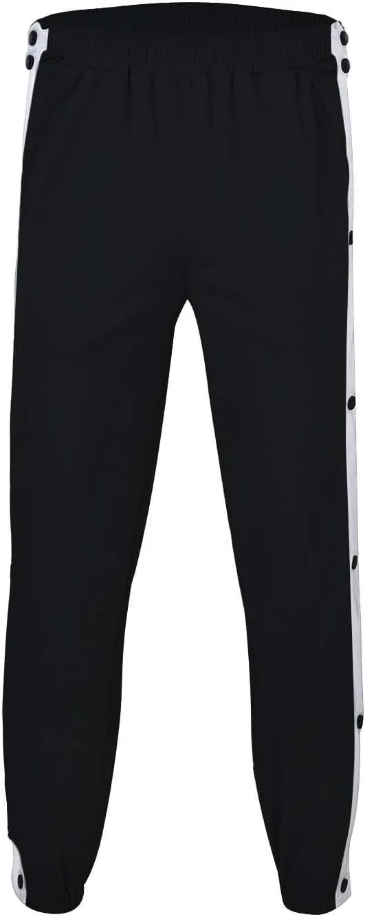 Mens Streetwear Cargo Jogger Pants Loose Fit Button Side Basketball Training Joggers with Elastic Cuffs Sweatpants