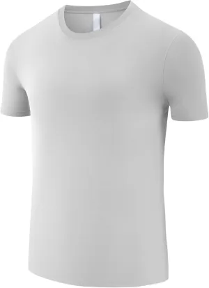 Men's Stretch Breathable Workout T-Shirts Quick Dry Breathable Athletic Tee Comfort Solid Short Sleeve Tee Tops