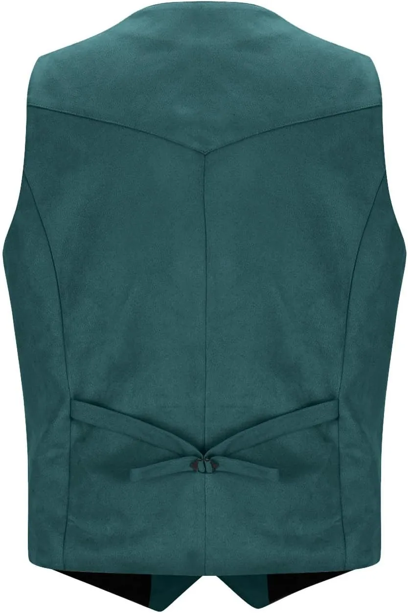 Men's Suede Leather Waistcoats Vintage Cowboy Style Vest Dressy Slim Fit Sleeveless Suit Jacket Wedding,Outdoor,Gift