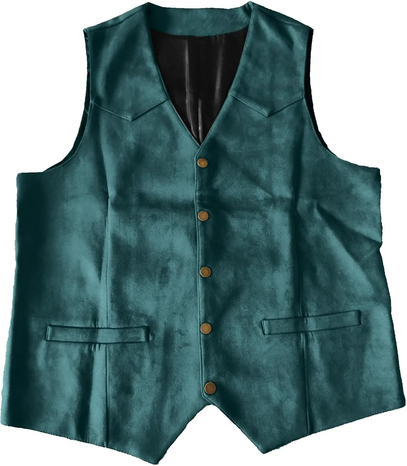 Men's Suede Leather Waistcoats Vintage Cowboy Style Vest Dressy Slim Fit Sleeveless Suit Jacket Wedding,Outdoor,Gift