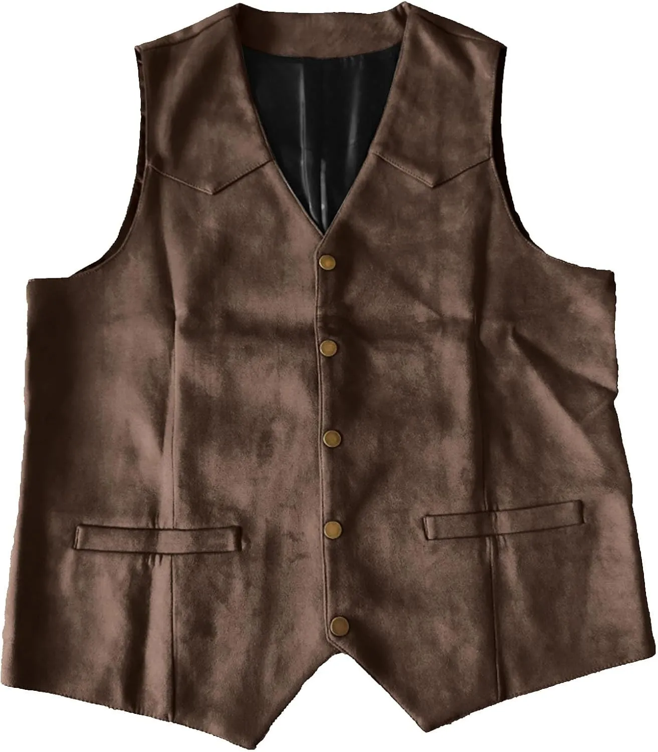 Men's Suede Leather Waistcoats Vintage Cowboy Style Vest Dressy Slim Fit Sleeveless Suit Jacket Wedding,Outdoor,Gift