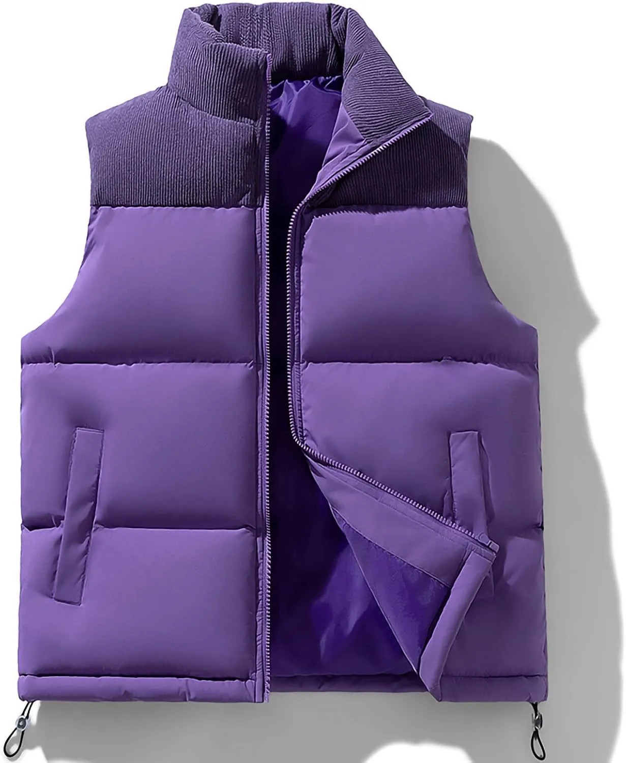 Mens Thick Corduroy Puffer Vest Coats Cotton Padded Outdoor Windproof Sleeveless Jacket Fashion Winter Warm Vests