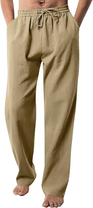 MIDOO Mens Pants Casual Relaxed Fit Baggy Casual Yoga Pants Drawstring Athletic Pants Lightweight Joggers with Pockets