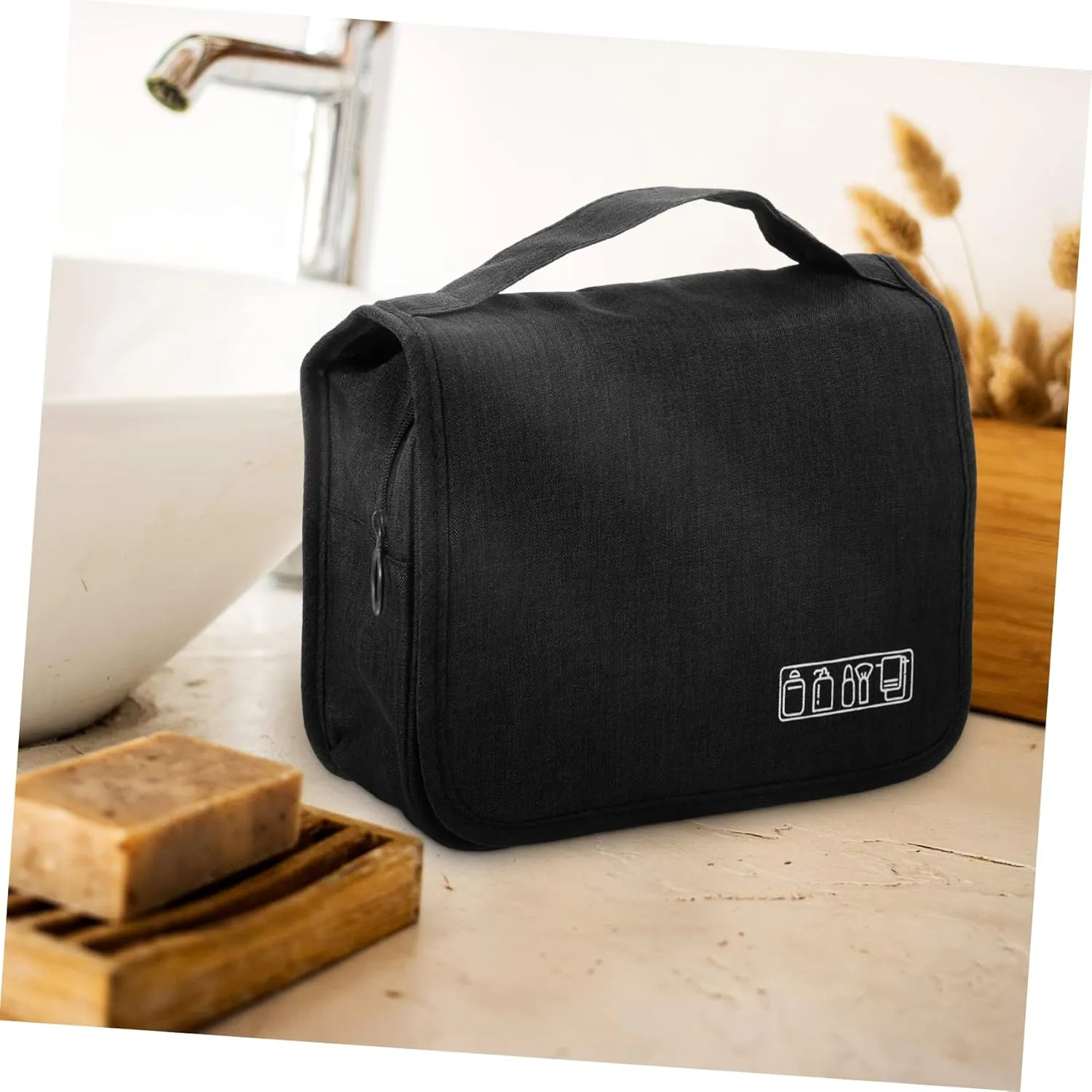 Mikinona Travel Toiletries Bag Cosmetics Holder Bag for Women Male Compact Organizer Black