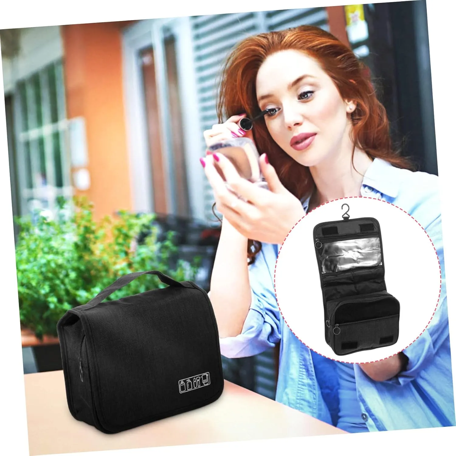 Mikinona Travel Toiletries Bag Cosmetics Holder Bag for Women Male Compact Organizer Black