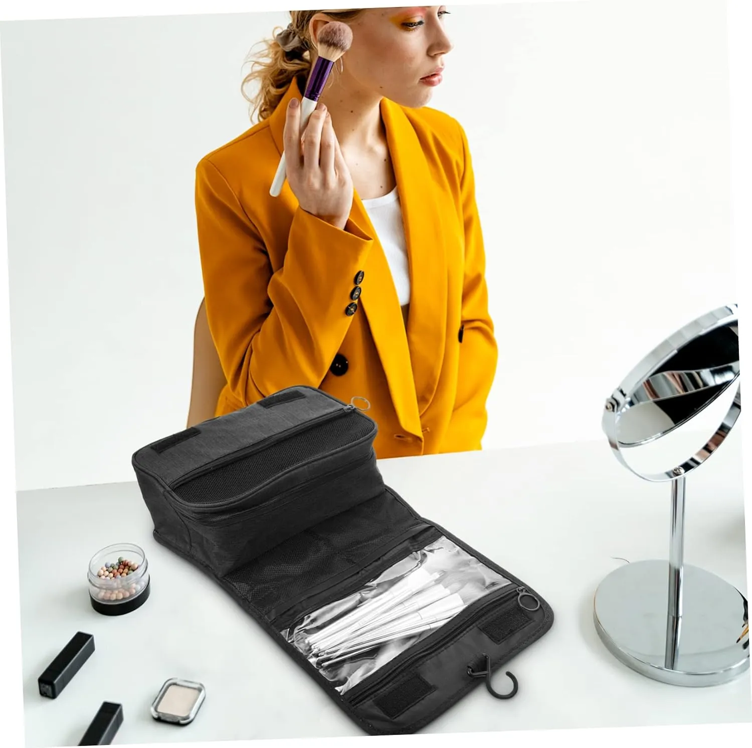 Mikinona Travel Toiletries Bag Cosmetics Holder Bag for Women Male Compact Organizer Black