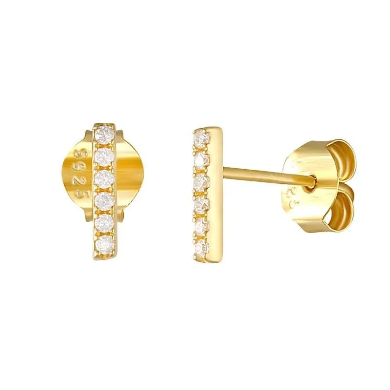 Minimalist Long Bar-Shaped Stud Earring in 925 Sterling Silver (Gold)