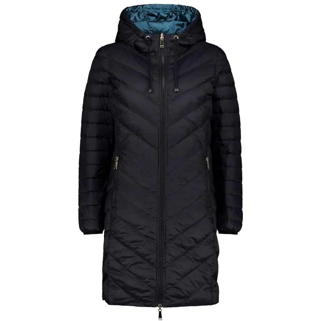 Moke: Arnie 90/10 Reversible Down Coat - Black & Empire Teal
