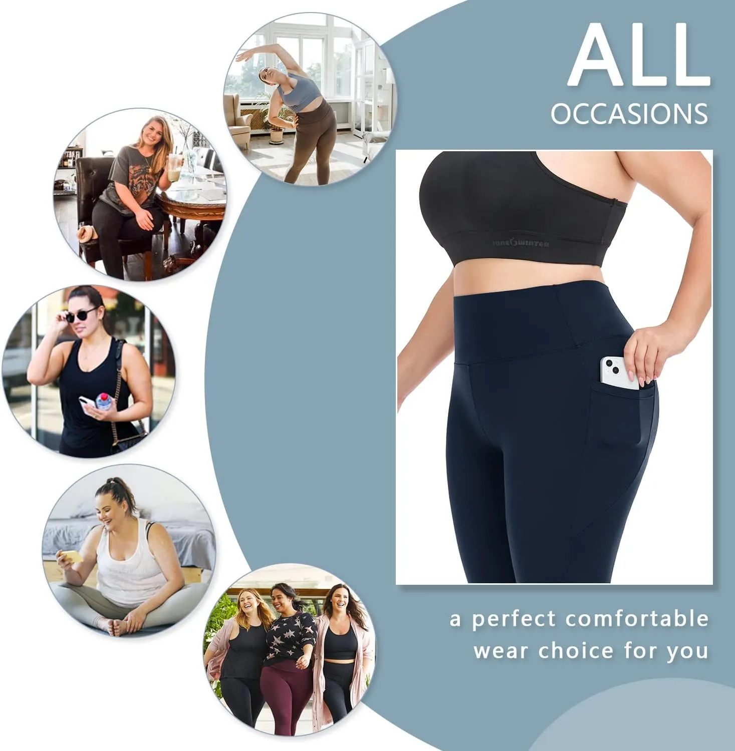 MOREFEEL Plus Size Leggings for Women with Pockets-Stretchy XL-5XL Yoga Pants Tummy Control High Waist Workout Leggings