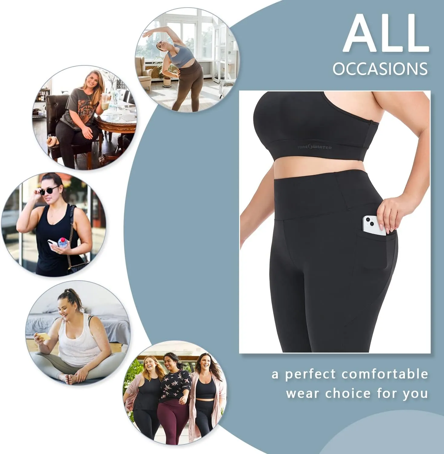 MOREFEEL Plus Size Leggings for Women with Pockets-Stretchy XL-5XL Yoga Pants Tummy Control High Waist Workout Leggings