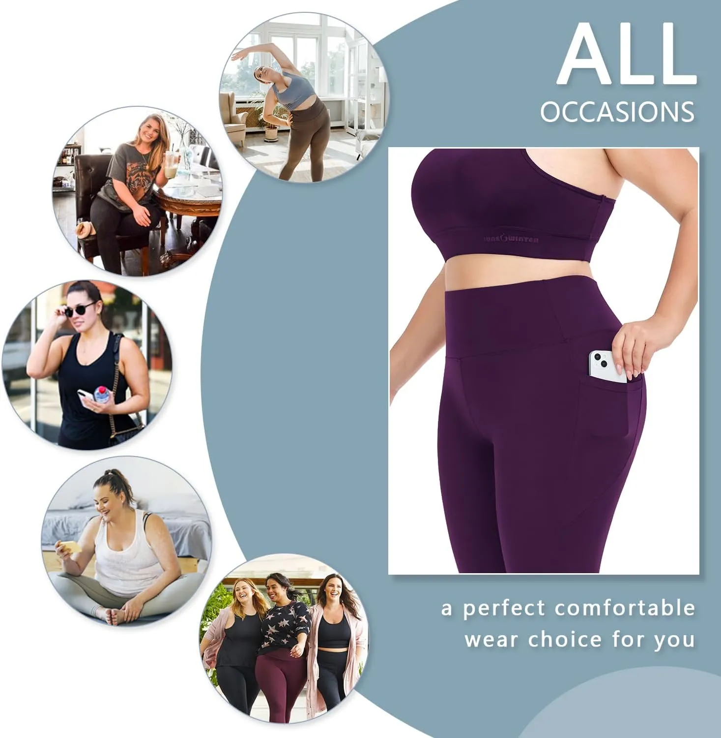 MOREFEEL Plus Size Leggings for Women with Pockets-Stretchy XL-5XL Yoga Pants Tummy Control High Waist Workout Leggings