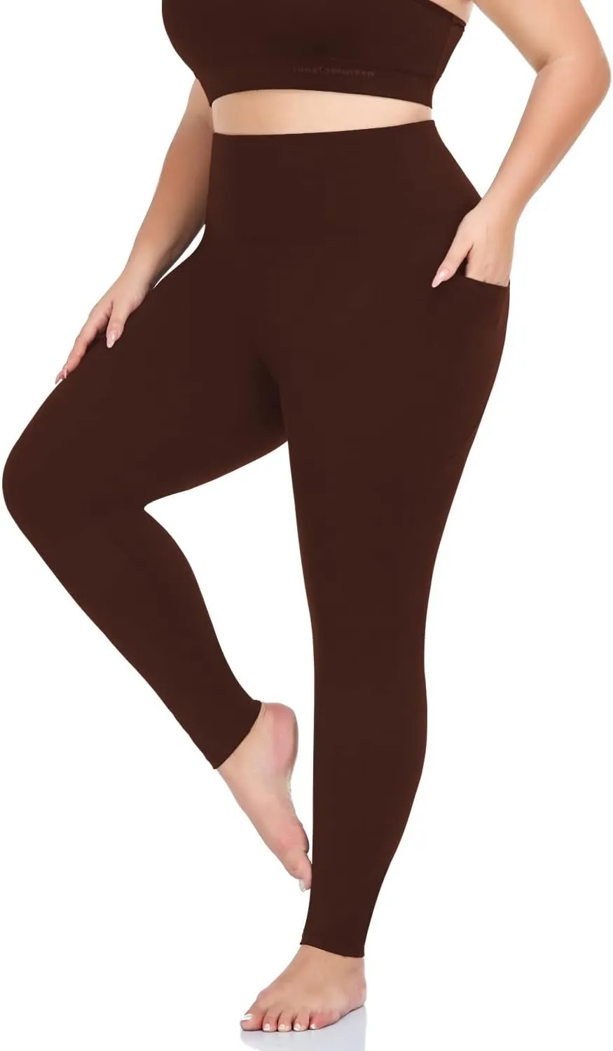 MOREFEEL Plus Size Leggings for Women with Pockets-Stretchy XL-5XL Yoga Pants Tummy Control High Waist Workout Leggings