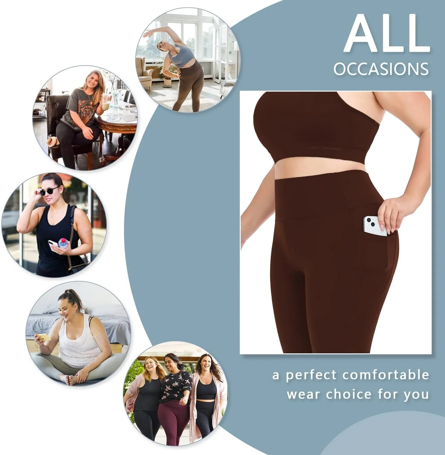 MOREFEEL Plus Size Leggings for Women with Pockets-Stretchy XL-5XL Yoga Pants Tummy Control High Waist Workout Leggings