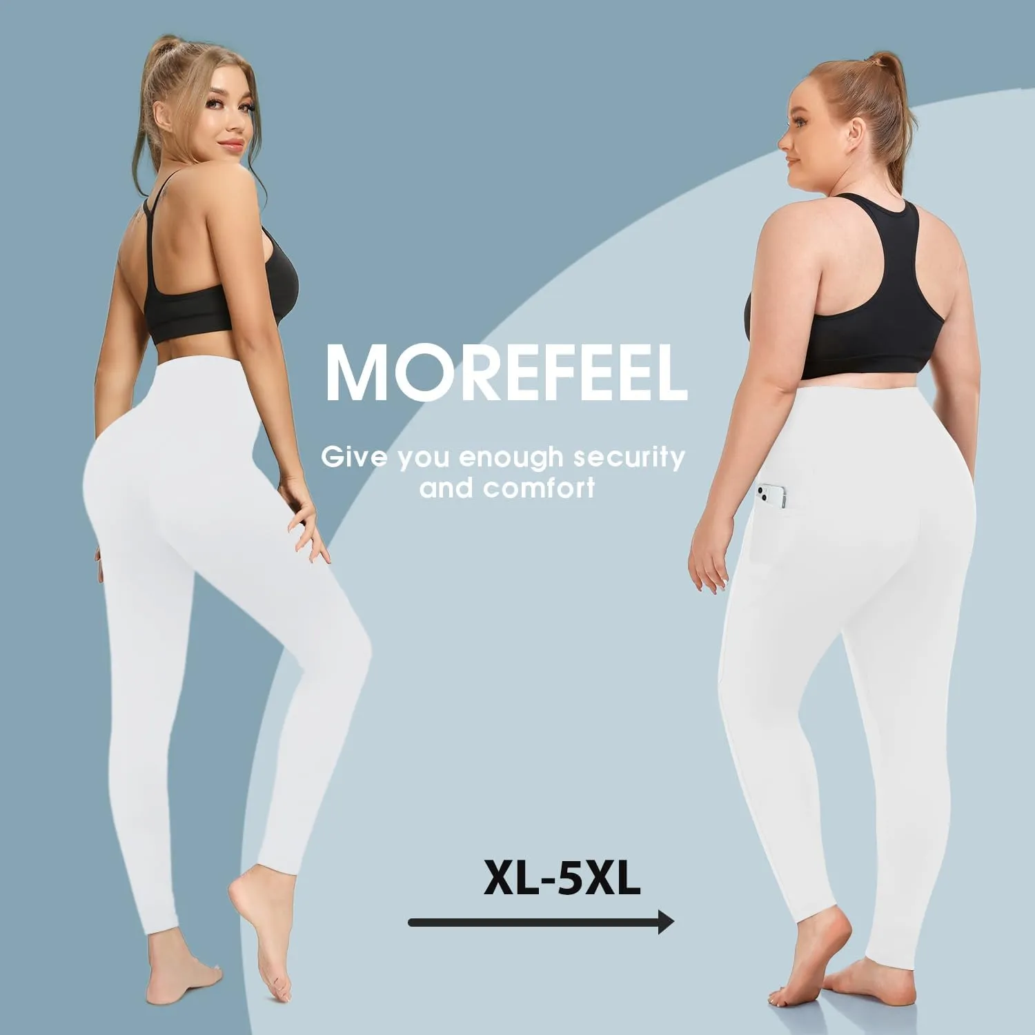 MOREFEEL Plus Size Leggings for Women with Pockets-Stretchy XL-5XL Yoga Pants Tummy Control High Waist Workout Leggings