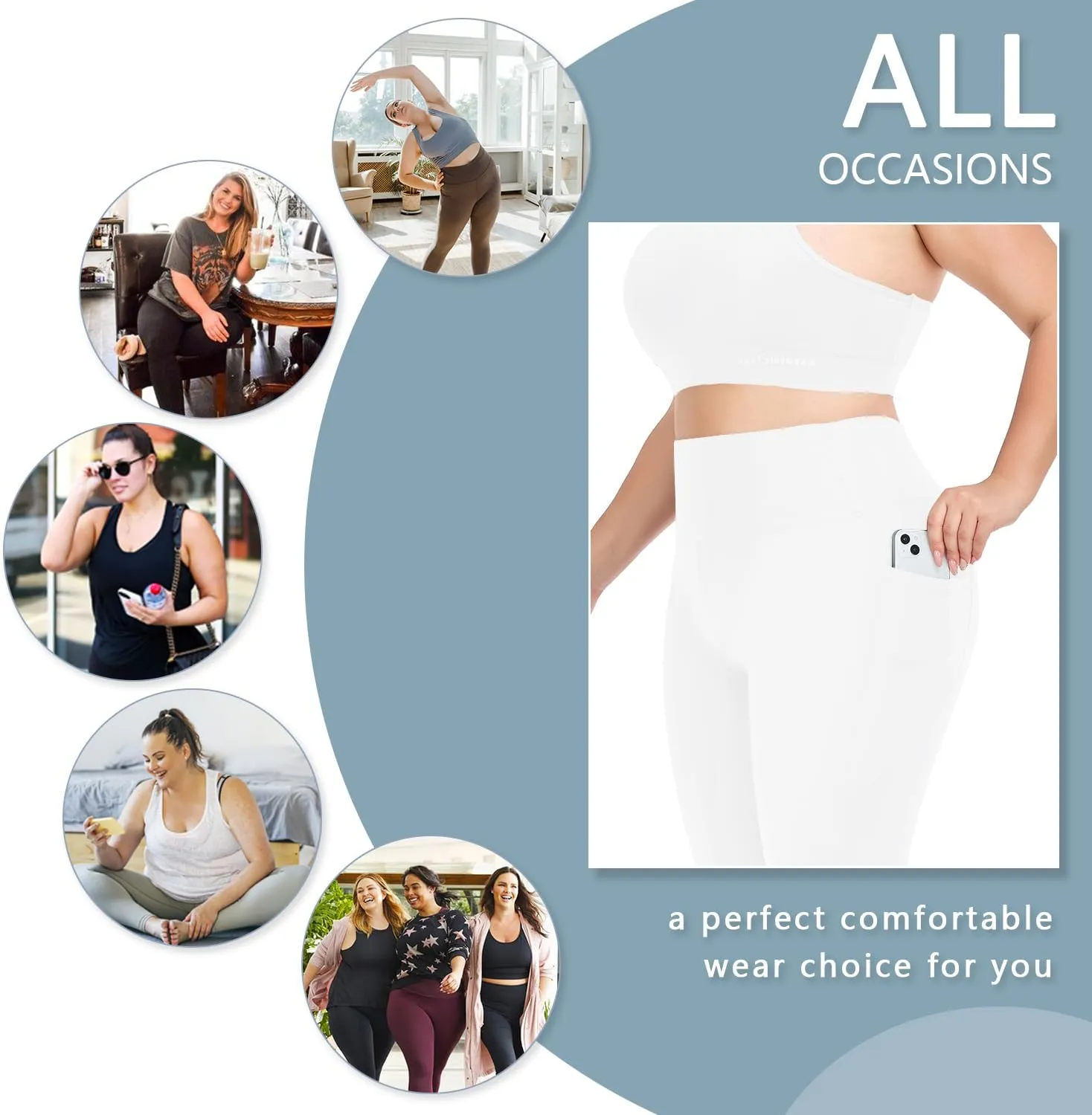 MOREFEEL Plus Size Leggings for Women with Pockets-Stretchy XL-5XL Yoga Pants Tummy Control High Waist Workout Leggings
