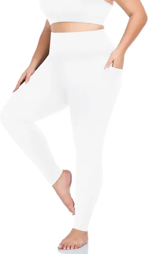 MOREFEEL Plus Size Leggings for Women with Pockets-Stretchy XL-5XL Yoga Pants Tummy Control High Waist Workout Leggings