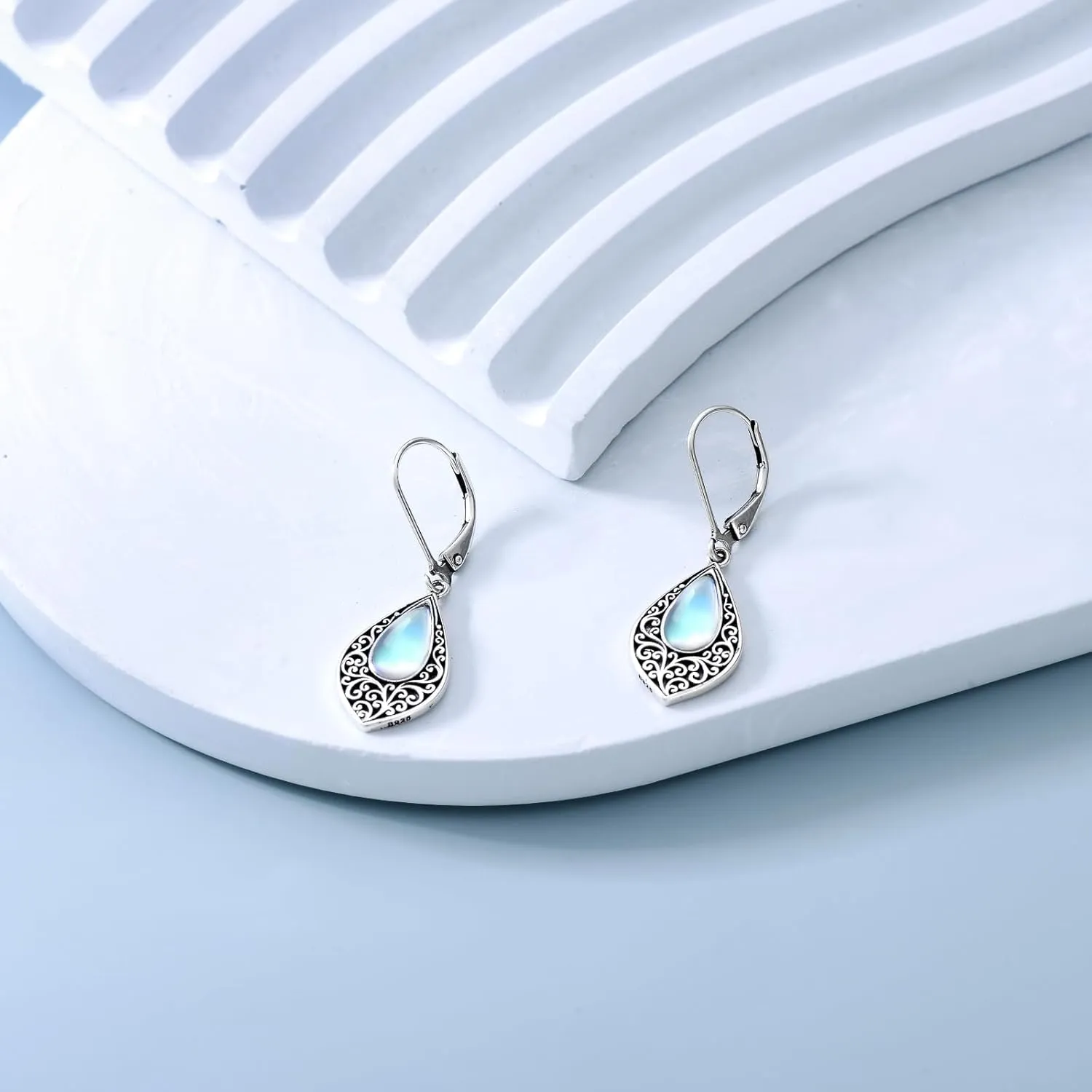 Mother's Day Gifts for Women Mother 925 Sterling Silver Turquoise MoonstoneMalachite Obsidian Malachite Tiger Eye Stone Teardrop Dangle Earrings Turquoise Jewelry Gifts for Women