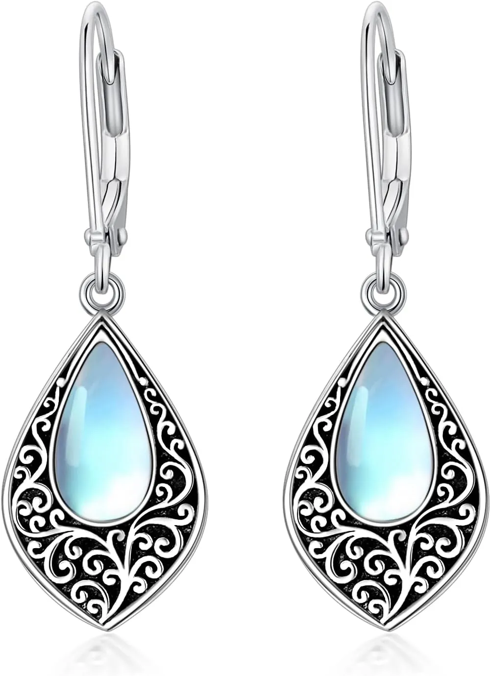 Mother's Day Gifts for Women Mother 925 Sterling Silver Turquoise MoonstoneMalachite Obsidian Malachite Tiger Eye Stone Teardrop Dangle Earrings Turquoise Jewelry Gifts for Women