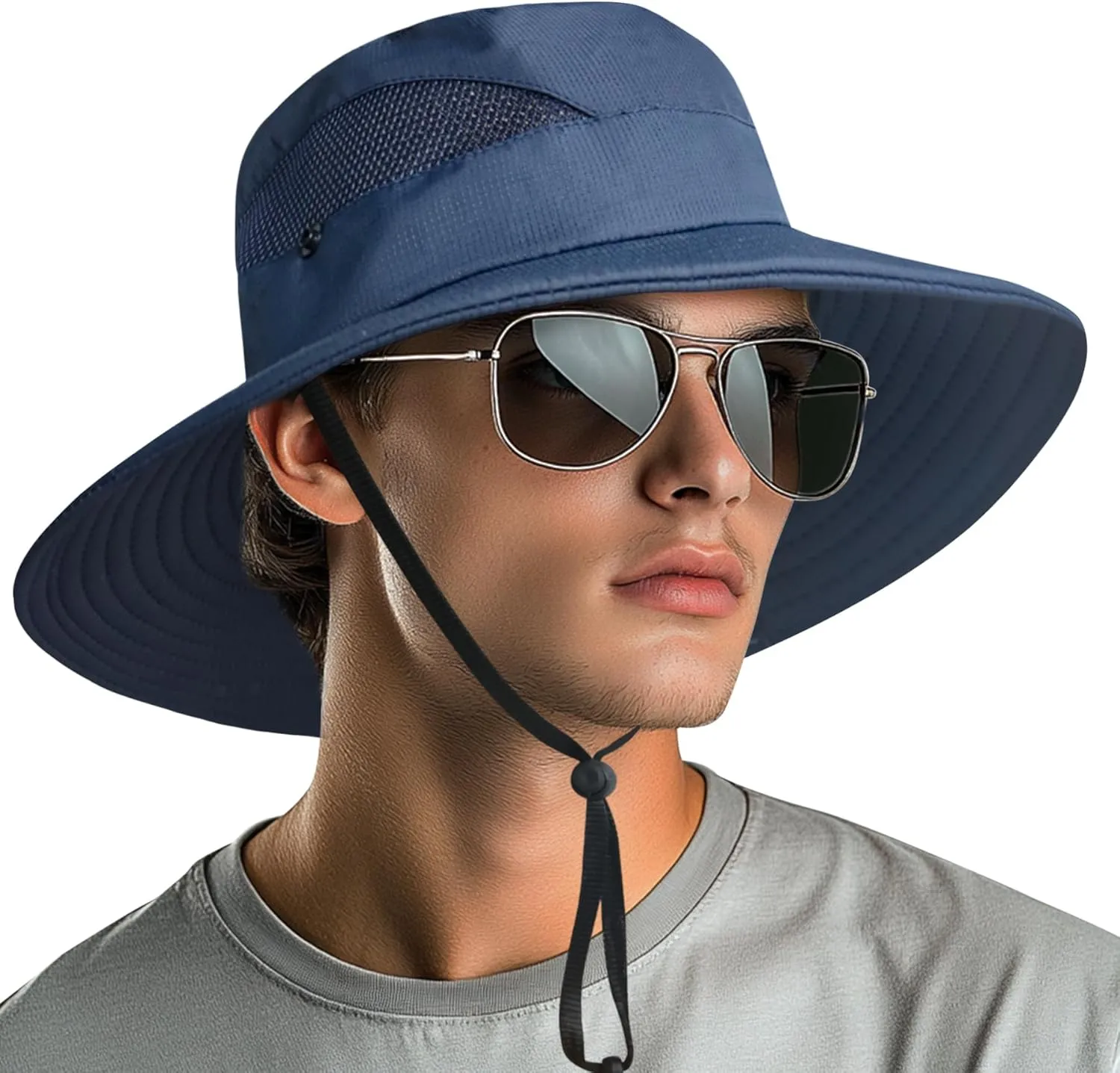 NPQQUAN Ponytail Sun Bucket Hats for Women Men Wide Brim UPF 50  Fishing & Beach Hats