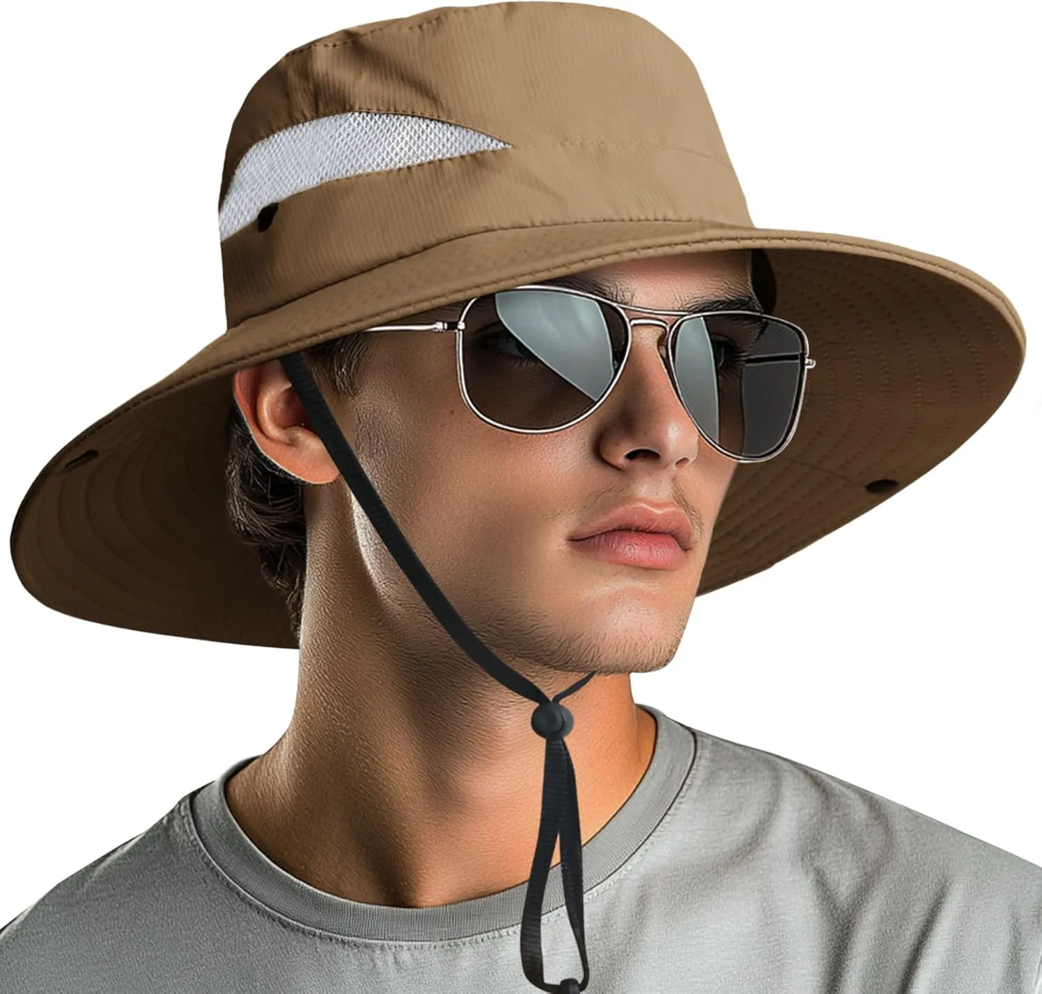 NPQQUAN Ponytail Sun Bucket Hats for Women Men Wide Brim UPF 50  Fishing & Beach Hats
