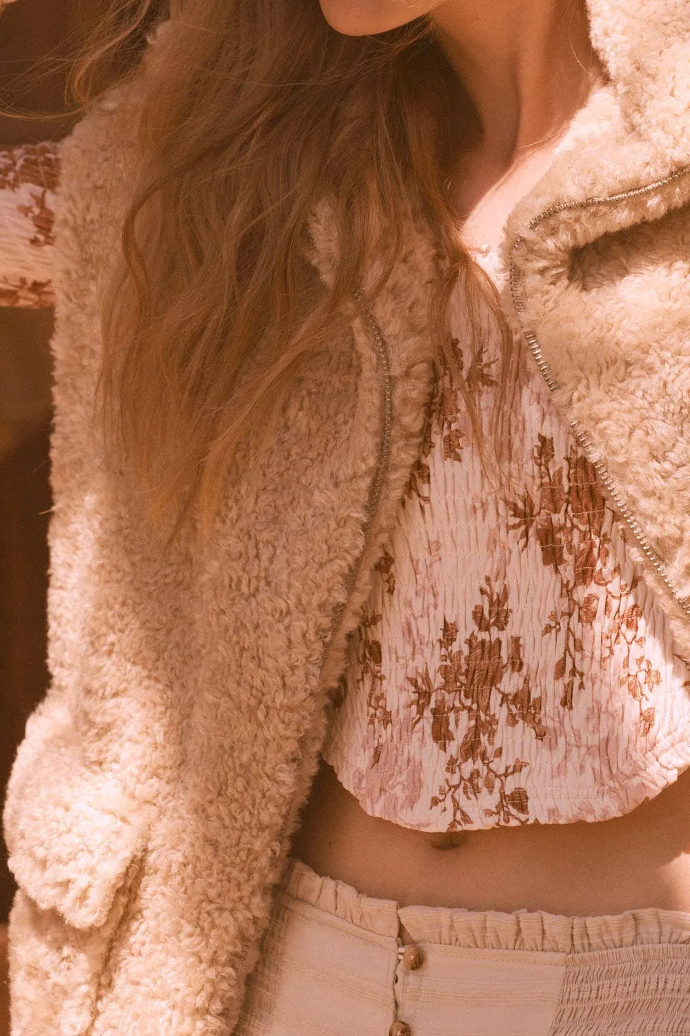 Oatmeal Solid Faux Fur Zip-Up Pocket Vest