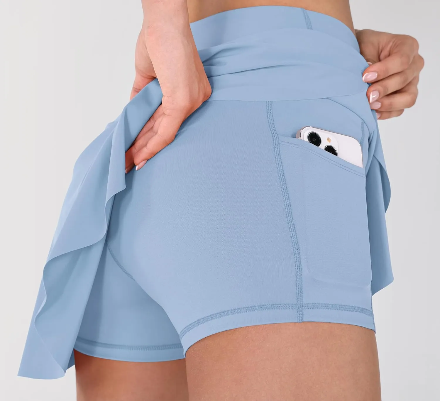 ODODOS Women's Tennis Skirts with Pockets Crossover High Waist Built-in Shorts Athletic Golf Skorts
